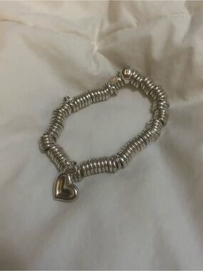 Links of London Silver Heart Charm Stretch Bracelet - Women Jewelry